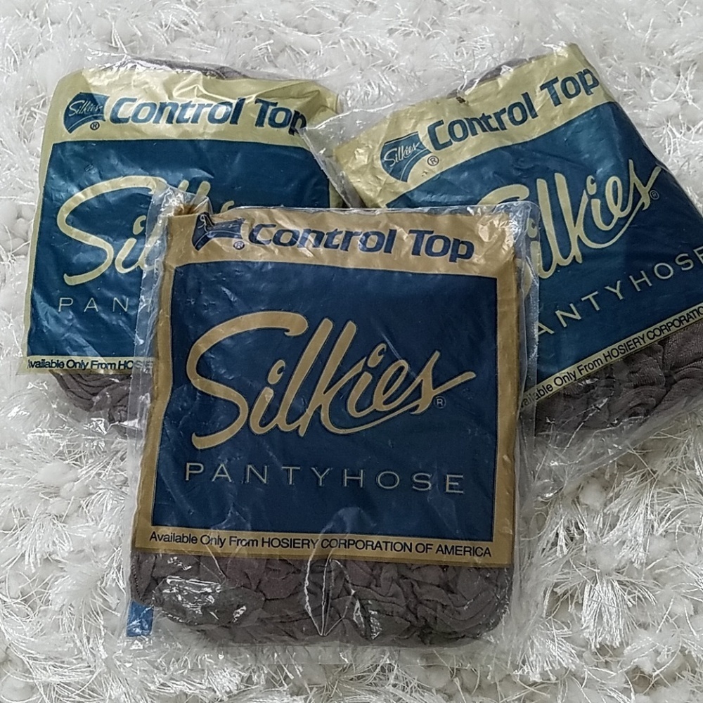 3 pair, Silkies Cintrol Top large Taupe hosiery